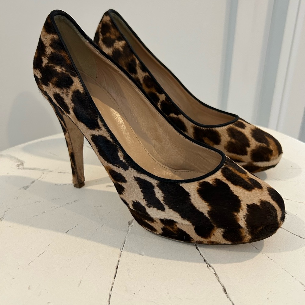 J.Crew pony hair leopard print heels